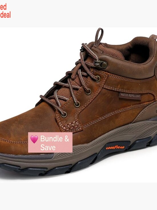 Relaxed Fit Water-Repellent Leather Mid-Top Boots with Memory Foam Insole main image 3